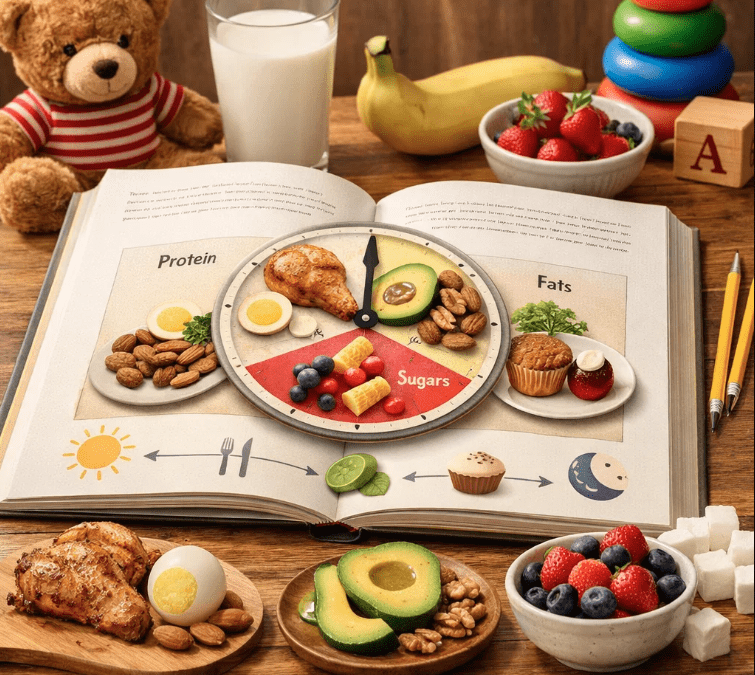 What Books on Childhood Health Teach About Timing Proteins, Fats, and Sugars?